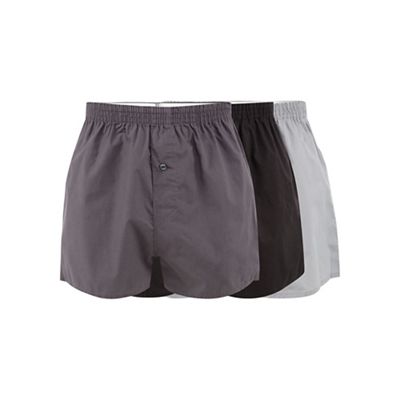 Pack of three black woven plain boxers